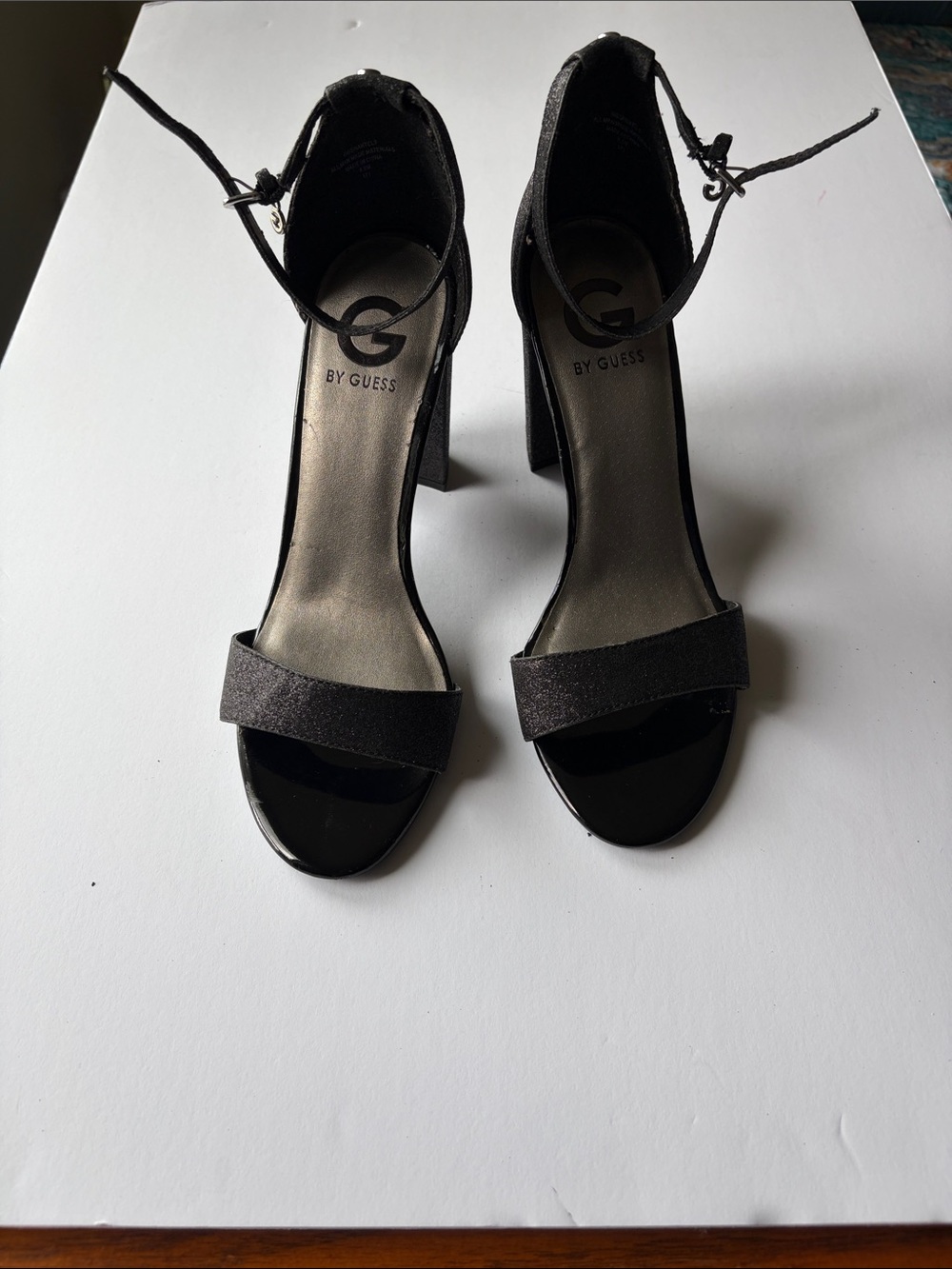 GUESS Black Strappy Block Heel Sandals